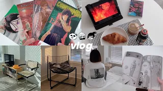 manga shopping + haul, ikea trip, unboxing furniture, watching anime | daily vlog