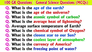 100 GK Questions | GK Quiz | General Science Questions (MCQs) for Competitive Exam | GK Questions