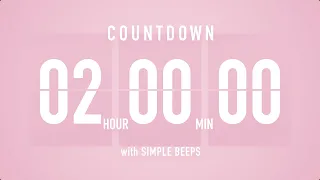 2 Hours Countdown Flip Clock Timer / Simple Beeps 🌸🔔