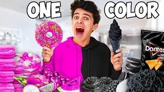 Eating Only ONE Color of Food for 100 Hours! (Black VS Pink)