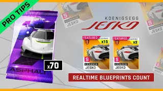 Asphalt 9 | Opening 70 KOENIGSEGG JESKO Packs | Realtime Blueprints Count | PRO TIP INCLUDED