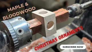 Woodturning Christmas 3 Ornaments | Maple and Bloodwood