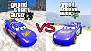 GTA 4 Fabulous Lightning McQueen Vs GTA 5 Fabulous Lightning McQueen Crash Testing - Who is Best ?