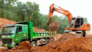 Types Wheel Loader Loading Soil On Trucks in Construction Site - JCB | Excavator Loading Dump Truck