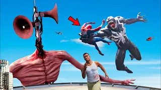 Scary VENOM vs SIREN HEAD Fight AND Destroys Los Santos In GTA 5 - Epic Battle