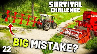 DID I MAKE A MISTAKE? GRASS AND HARVEST | Survival Challenge | Farming Simulator 22 - EP 22