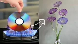 DIY DVD/CD flowers making | Easy room decor ideas