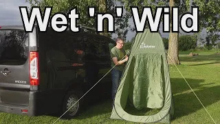 44. Overnight campervan trip! Plus test of a pop-up shower tent and portable shower