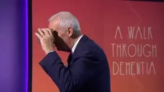 Jon Snow viewing A Walk Through Dementia - virtual reality app from Alzheimer's Research UK & Visyon