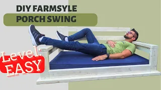 DIY Farmhouse Style Porch Swing - Crib Mattress Size  (Level Of Difficulty: EASY)