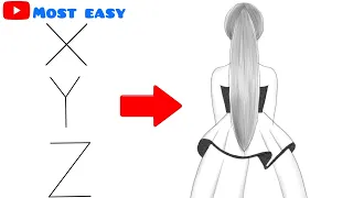 How to draw a girl with long hair backside drawing step by step | pencil sketch for beginners