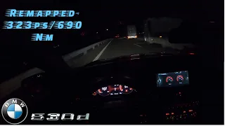 BMW 530d F10 REMAPPED(323PS/690Nm) Night Highway Drive [RAW POV]