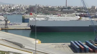 Vehicles Carrier HOEGH TRIDENT at the Port of Piraeus , Greece