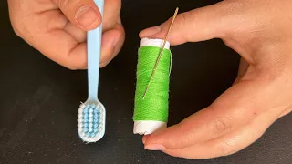 I just found out today that threading a needle is so simple, you only need a toothbrush