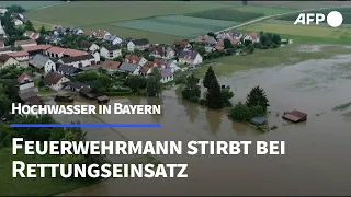 Hochwasser: Feuerwehrmann stirbt bei Rettungseinsatz in Bayern | AFP
