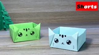 Shorts - Diy Easy Origami Cat Box | How to make Origami Paper Cat Box Step by step | Wow Origami