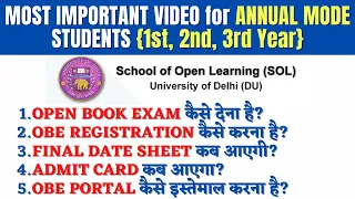 DU SOL OBE May 2021 | OPEN BOOK EXAM | Annual Mode Students | 1st, 2nd, 3rd Year | SOL Reporter.