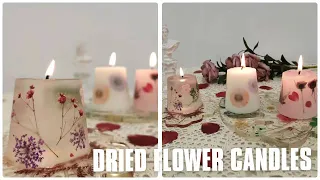 How to Make Dried Flower Candle At Home / Gel Wax Candle Making Ideas / 无模具用3种不同蜡材制作干花柱蜡