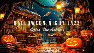 🌙Spooky Jazz Music in Autumn Village Halloween Ambience 🎃 Night Halloween Ambience to Sleep, Relax