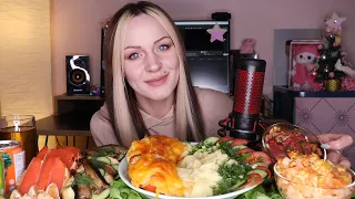 MUKBANG | Курица с ананасами, пюре, салат, бутерброды | Chicken, salad, sandwiches не ASMR