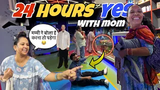 24 hours YES Challenge with MOM || Prank on mom || jeet thakur pranks #couplelvogs