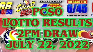 PCSO LOTTO RESULT | 2PM DRAW | JULY 22, 2022