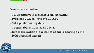 City of Sugar Land City Budget Meeting 8/13/20