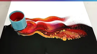 RED and GOLD with Black & White - BEST Combo EVER! Open Cup Acrylic Pouring - CELLS without Silicone