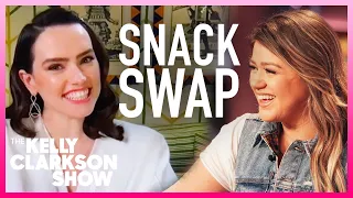 Daisy Ridley & Kelly Swap British & American Snacks