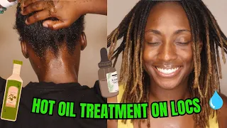 HOT OIL TREATMENT ON LOCS + MOISTURIZING ROUTINE | HOW TO PREVENT DRY LOCS AND BREAKAGE