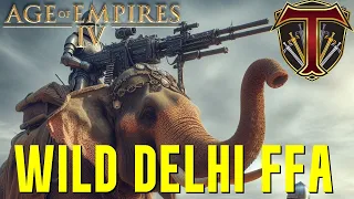 Delhi Survival Time! Elephants & Ambushes! Age of Empires 4 FFA Match