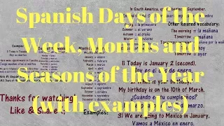 Spanish Days of the Week, Months of the Year and Seasons + Common Uses & Examples