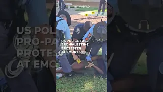 US police tase handcuffed Palestine protester at Emory University