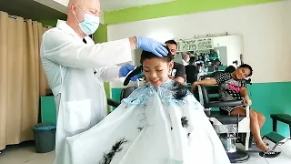 Young girl discipline hair cut ✂️