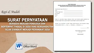 Surat Pernyataan Bersedia Menjadi Penduduk dan Bertempat Tinggal || SURAT PERNYATAAN