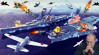 🛑 Biggest Russian Secret Aircraft Carrier with many FH-1S Badly Destroyed By Ukrainian Su-37 |GTA-5
