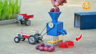 diy tractor grapes juice machine mini science project | flour mill | @MiniInventor | keepvilla