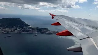 300424 Easyjet A320 Gibraltar to Gatwick runway 27 take off with good visuals then 26L into Gatwick