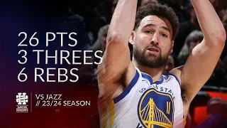 Klay Thompson 26 pts 3 threes 6 rebs vs Jazz 23/24 season