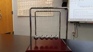 Slow motion Newton's cradle