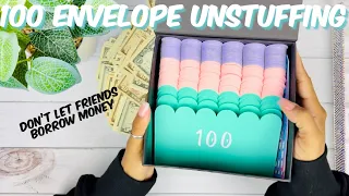 100 ENVELOPE SAVINGS CHALLENGE UNSTUFFING | CASH STUFFING | CASH ENVELOPES | MONEY COUNT