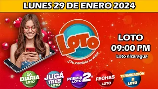 DIARIA 09 PM SORTEO LOTO NICARAGUA | hoy LUNES 29 de enero de 2024 | LOTO DIARIA LOTO FECHAS