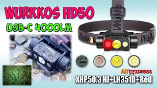 Wurkkos HD50 4000lm Headlamp ♦ Обзор, замеры, ночные тесты. Night Tests. Full  review