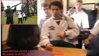 MANCHESTER UNITED FC-RELAXING PRE 1996 FA CUP FINAL- CLAY SHOOTING,TRAINING & SNOOKER