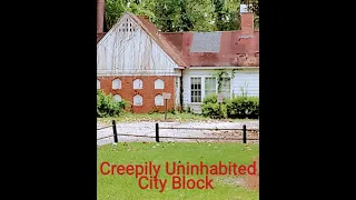 Creepily Uninhabited City Block(abandoned, vacant, empty houses no-one lives in within a city Block)