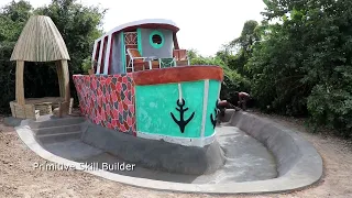 Building Swimming Pool Around Mud Ship Resort And And Bamboo Hut [part 1]