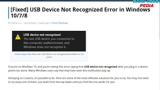 ☑️ Fixed 2018 USB Device Not Recognized Error in Windows 10/7/8