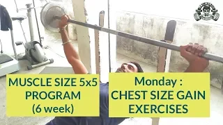 Monday : CHEST WORKOUT | "MUSCLE SIZE 5x5" PROGRAM