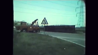 Recovery of overturned lorry at Barrowby A1 in 1988