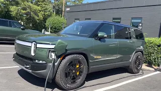 NEW Rivian R1S SUV Flyover Review - Side by Side versus R1T Electric Truck at Rivian Atlanta